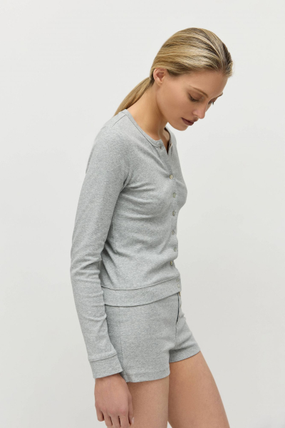 Лонгслив на пуговицах AROUND, цвет: серый меланж, 219_117CE02 купить онлайн