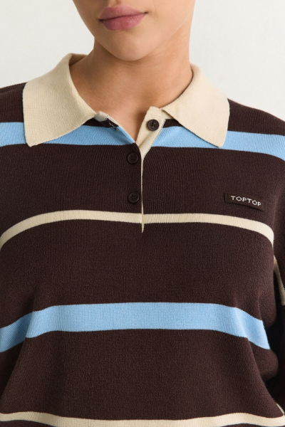 Джемпер с принтом «полоска» TOPTOP, цвет: коричневый с принтом, TT.050.19215.701 купить онлайн
