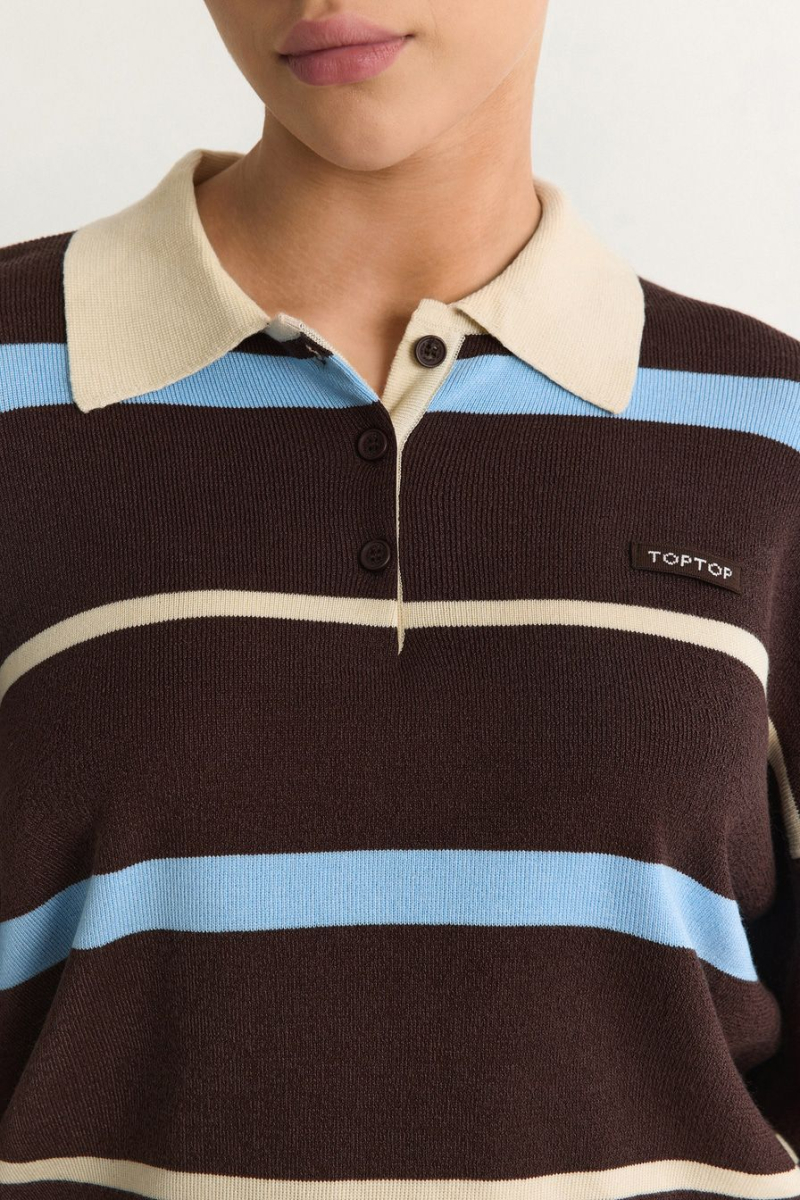Джемпер с принтом «полоска» TOPTOP, цвет: коричневый с принтом, TT.050.19215.701 купить онлайн