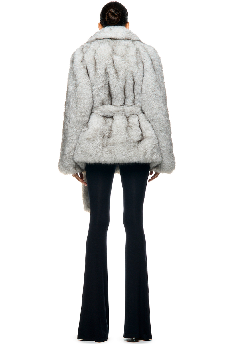 Шуба удлиненная с поясом SODAMODA, цвет: серый, 15777 купить онлайн