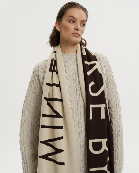Шарф THE WINTERVERSE BY YONS YONS, цвет: бежевый/шоколад  купить онлайн