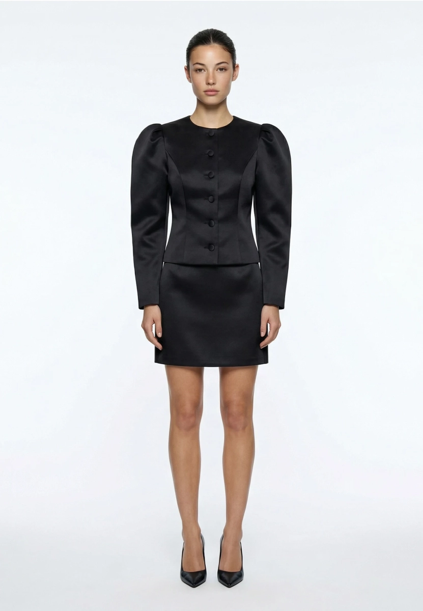 Жакет из сатина с рукавами буфами REFERT, цвет: Черный, 04-4087/1-2511 купить онлайн