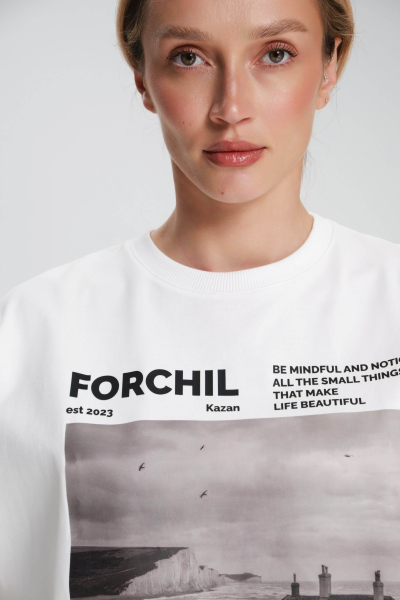 Лонгслив с принтом "Аффирмация" Forchil, цвет: белый,  купить онлайн