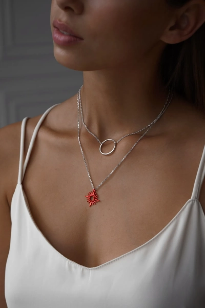 Серебряное колье на цепочке с кольцом SBLESKOM, цвет: серебро, 10491 купить онлайн