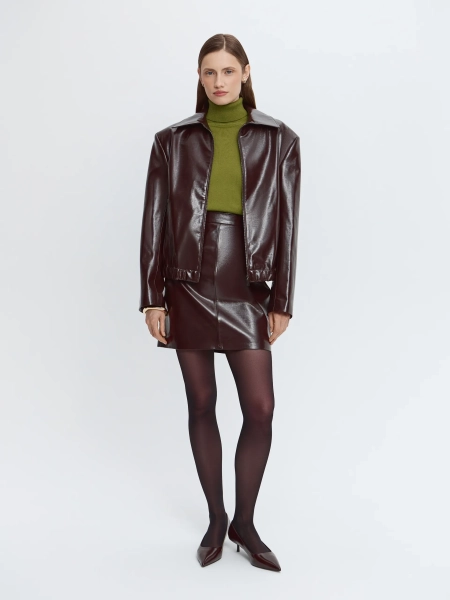 Бомбер из премиальной экокожи ANNA PEKUN, цвет: коричневый, 47.2336.700 купить онлайн