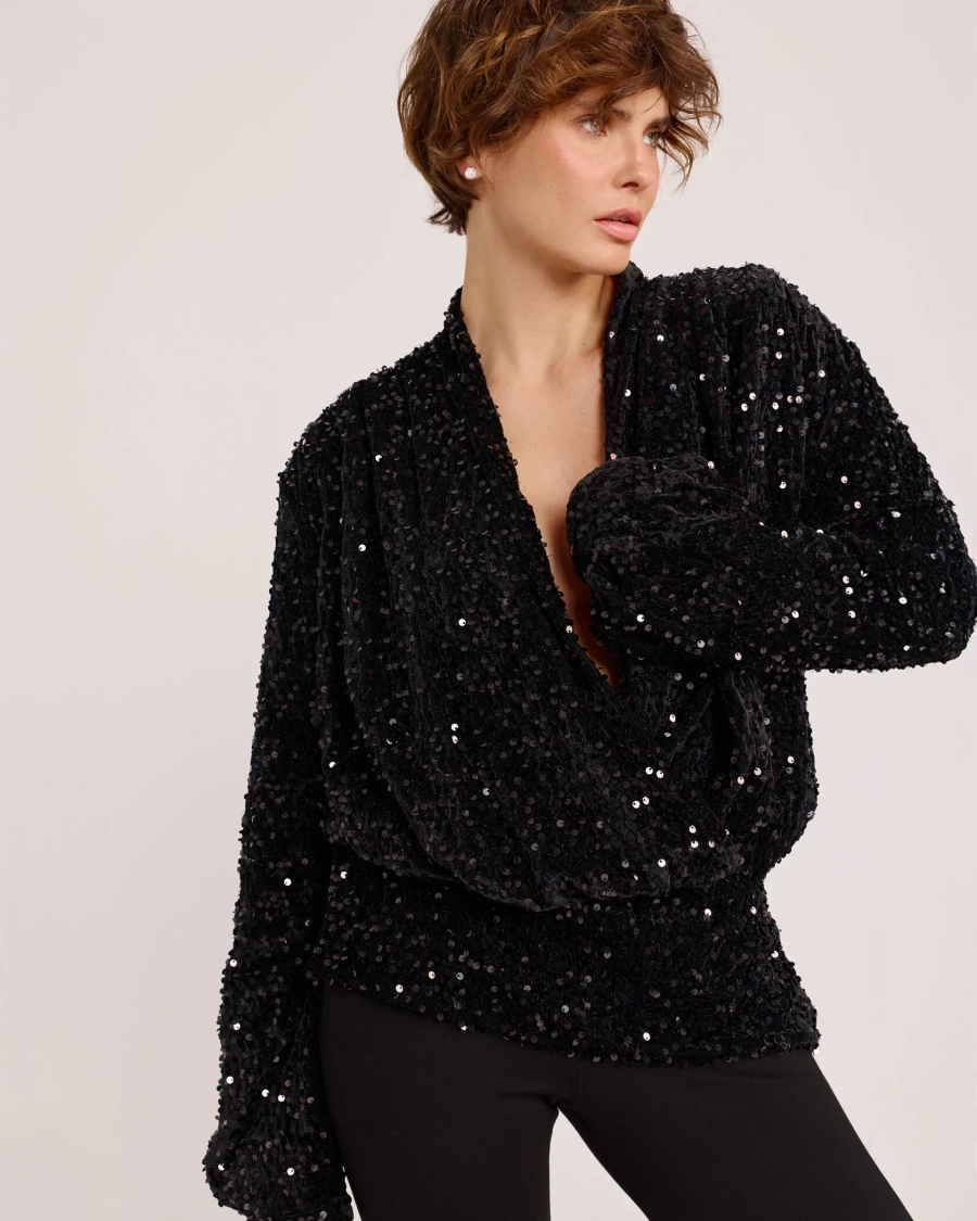 Блуза из пайеток BLACK Anmuse, цвет: Черный, BL25W217-BLC купить онлайн