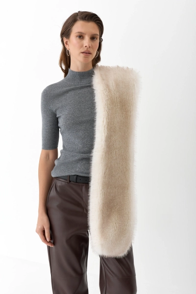 Шарф из экомеха Ricoco, цвет: молочный 7005/1 купить онлайн