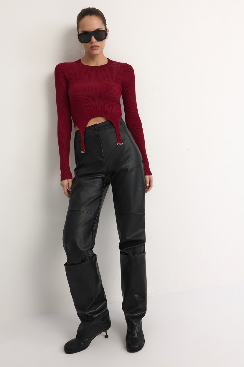 Джемпер с баской TOPTOP, цвет: Бордовый, TT.050.17942.330 купить онлайн