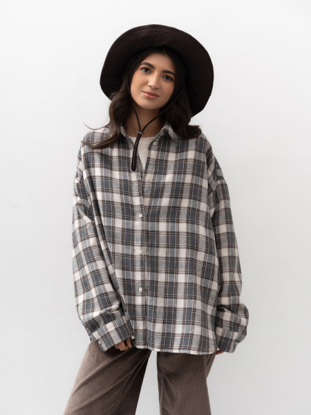 Рубашка в клетку TRES, цвет: бежевый, НФ-00002421 купить онлайн