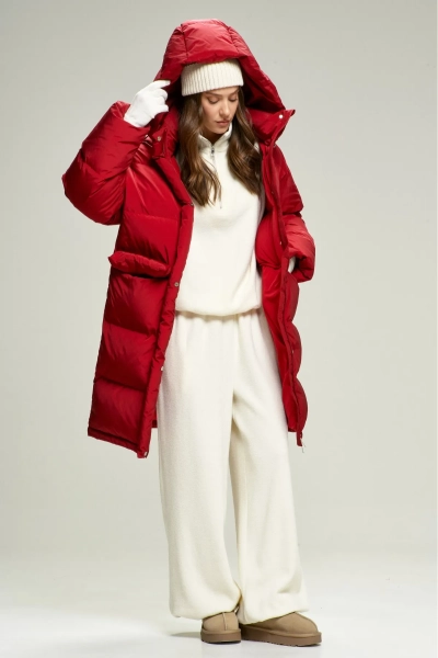 Пуховик удлиненный Lovely Red Erist store, цвет: красный, НФ-00002827 купить онлайн