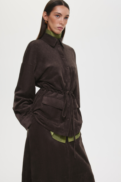 Рубашка из экозамши DREAMS BY ALENA AKHMADULLINA, цвет: коричневый,  купить онлайн