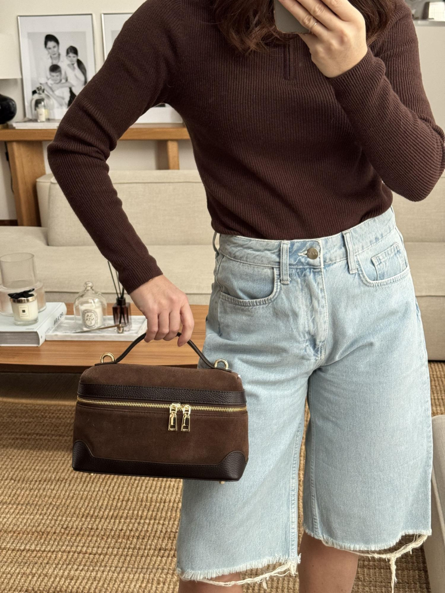 Сумка Дженна средняя LUNAVERA, цвет: шоколадная замша J-704-PHR 8104 купить онлайн