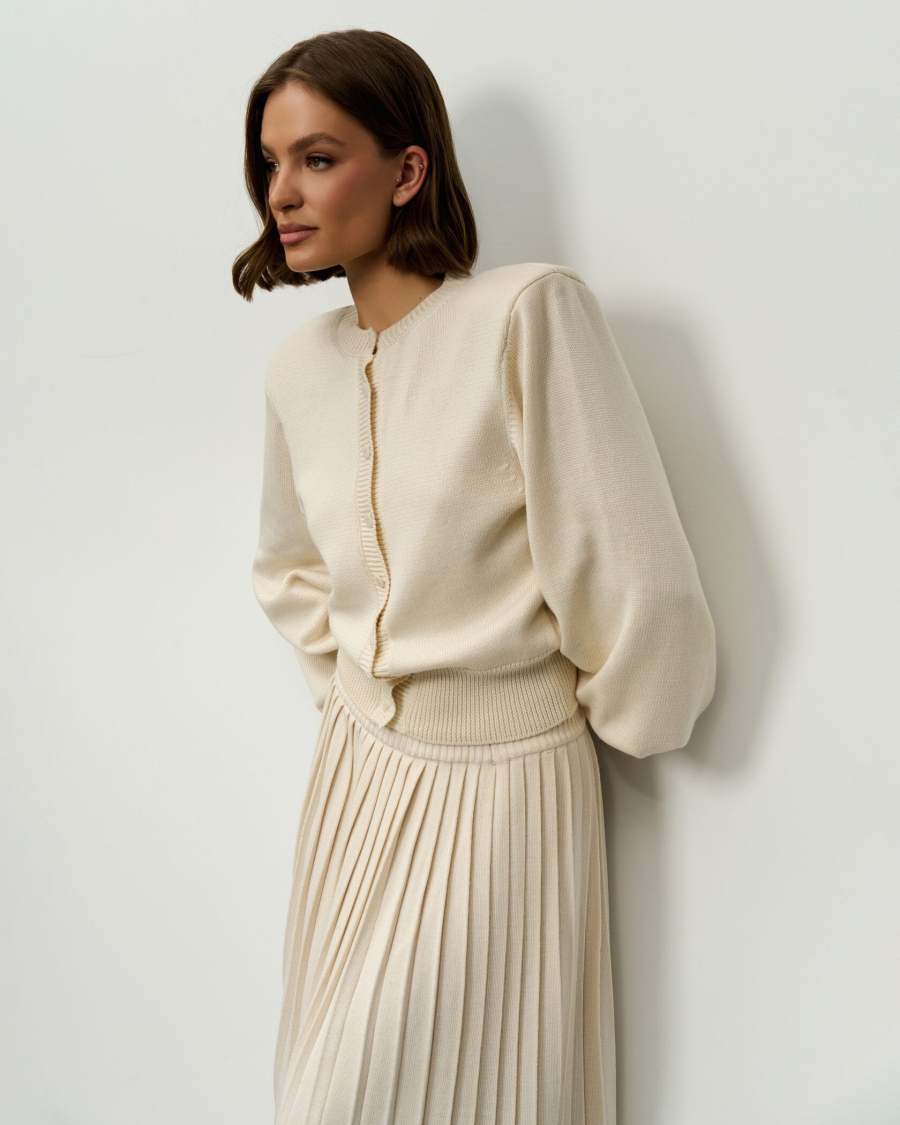 Вязаный костюм с длинной юбкой YONSRU, цвет: молочный, 825 купить онлайн