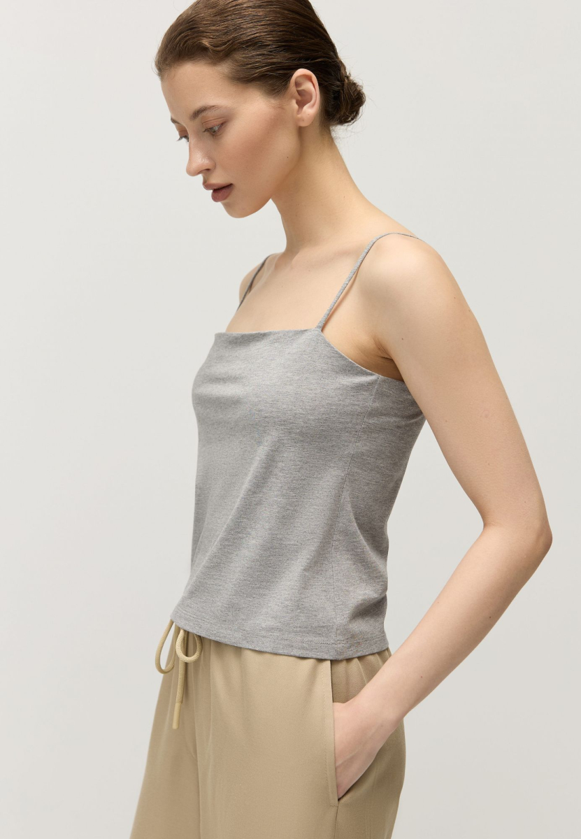 Топ из модала с хлопком AROUND, цвет: серый меланж,  купить онлайн