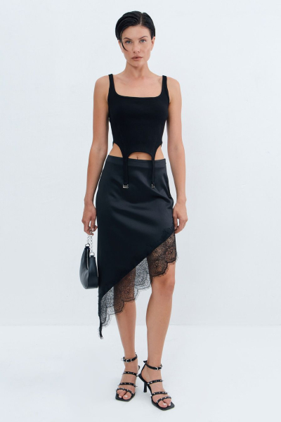 Юбка с кружевной отделкой TOPTOP, цвет: Черный, TT.071.14745.900.02820 купить онлайн