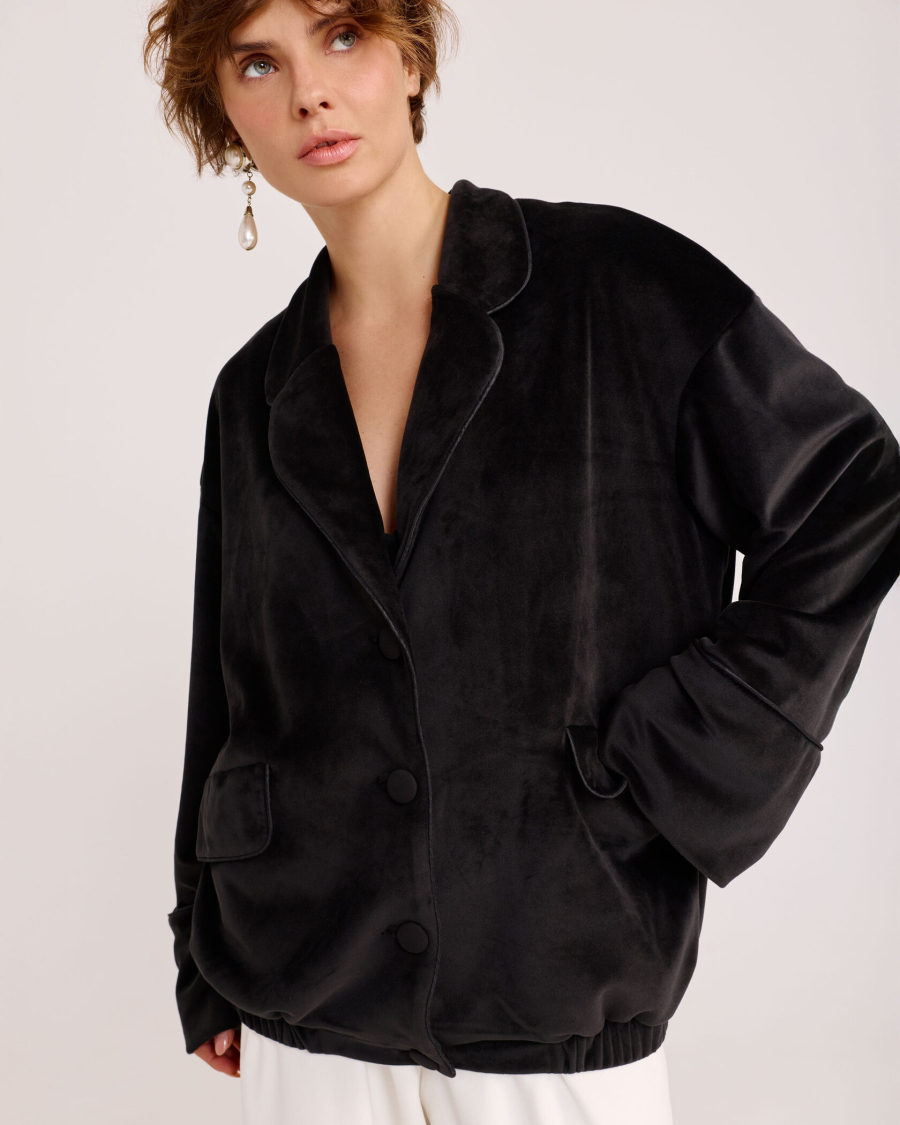 Жакет-бомбер из бархата BLACK Anmuse, цвет: Черный, JCK25W213-BLC купить онлайн