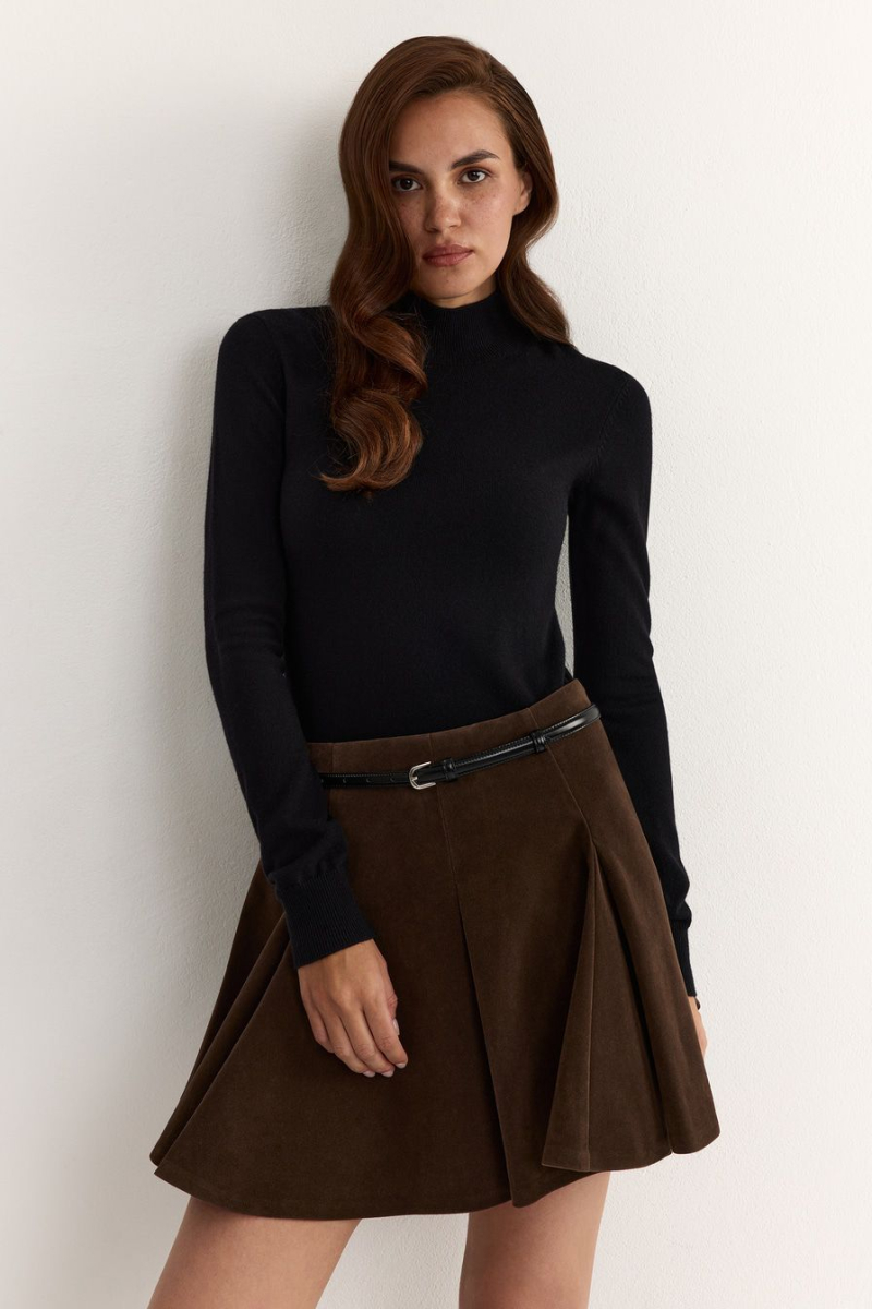 Юбка из экозамши TOPTOP, цвет: коричневый, TT.070.18774.700 купить онлайн