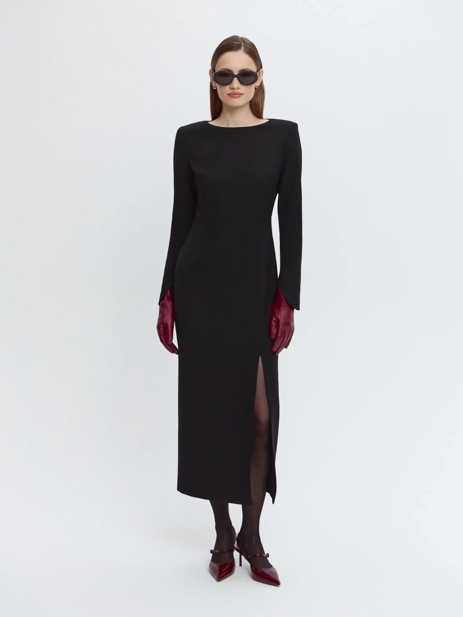 Платье-миди из костюмной ткани ANNA PEKUN, цвет: Черный,  купить онлайн