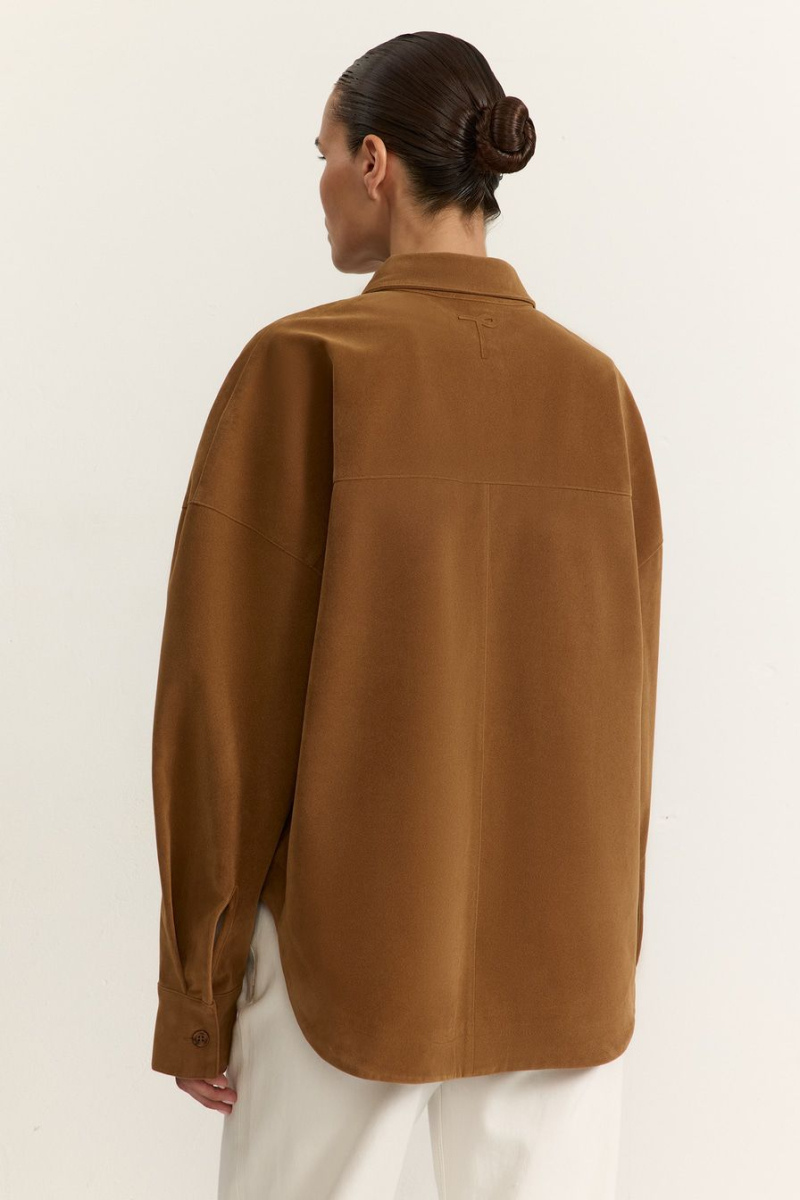 Рубашка из экозамши TOPTOP, цвет: бежевый, TT.021.17921.110 купить онлайн