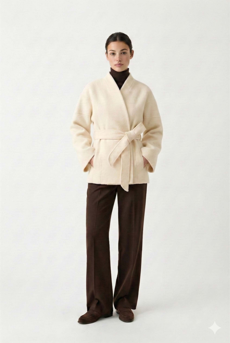 Пальто укороченное приталенного силуэта REFERT, цвет: молочный, 01-3812/1-2511 купить онлайн
