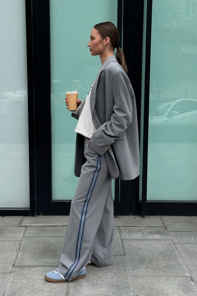 Брюки прямые с лампасами GREY Label .B, цвет: grey,  купить онлайн