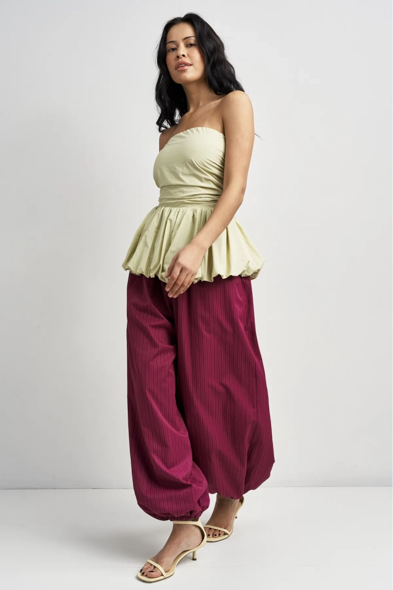 Брюки-алладины в полоску в цвете Малиновый