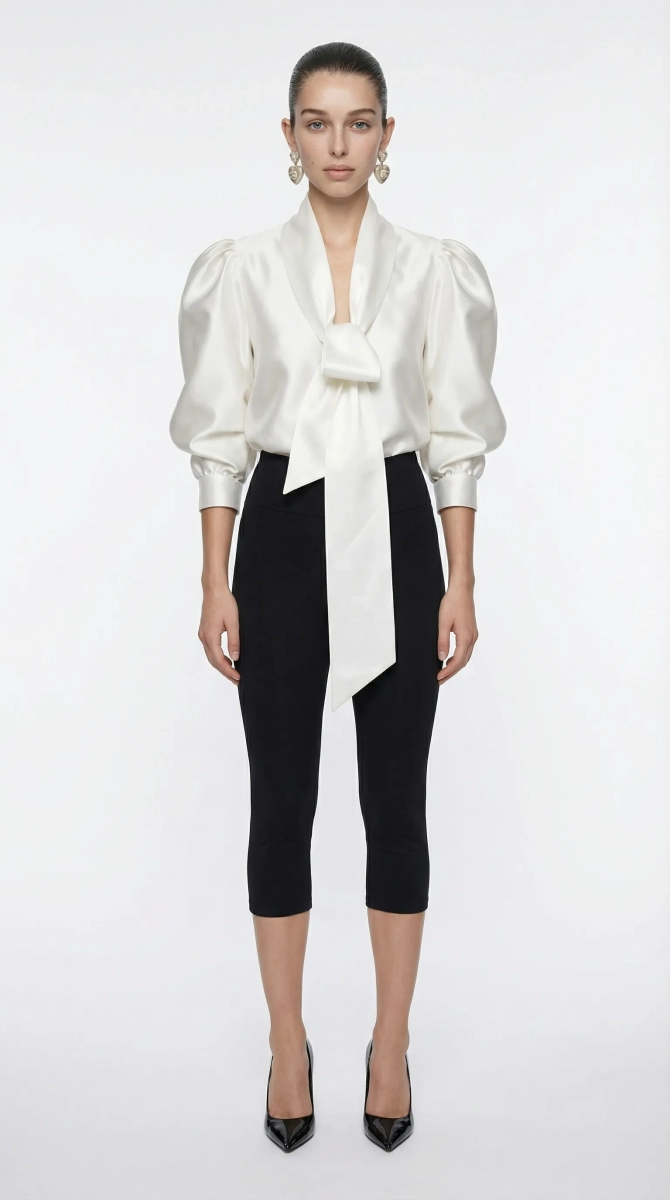 Блуза с бантом Shtripling, цвет: белый, SHRUB006WHT купить онлайн