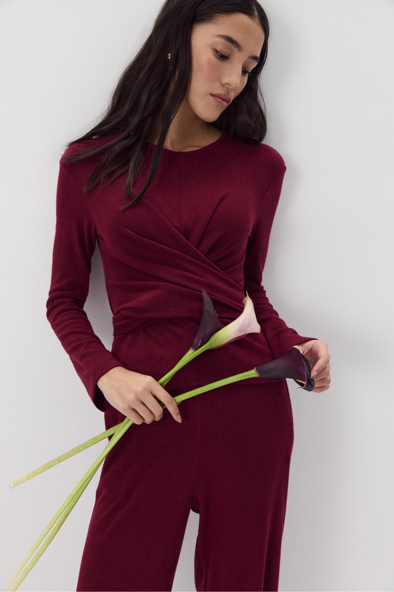 Лонгслив с завязками на талии Charmstore, цвет: винный, 205-434107-451 купить онлайн