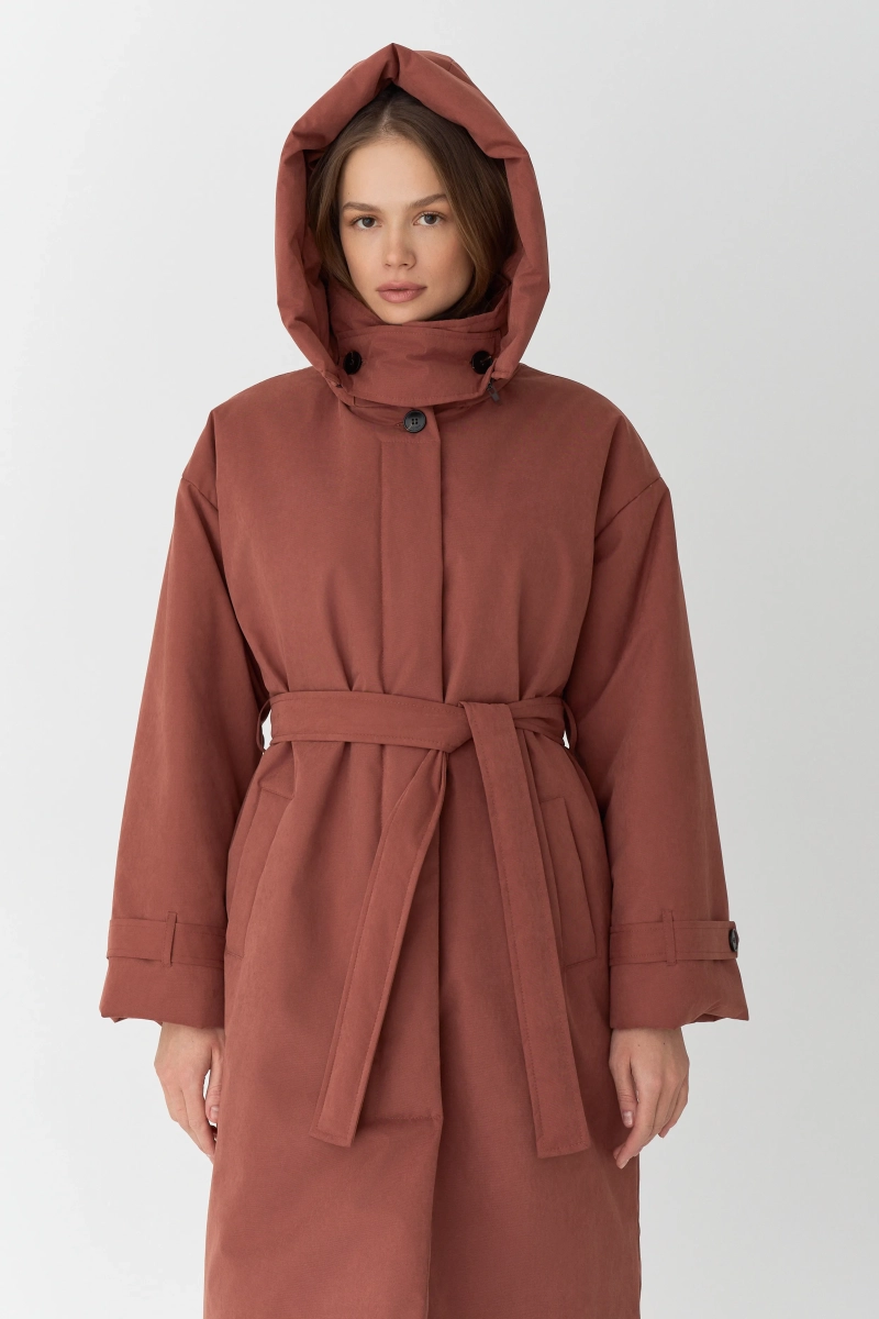 Пальто однобортное утепленное Ricoco, цвет: терракотовый, 7012/1 купить онлайн