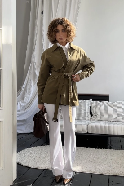 Укороченный тренч Y.SO, цвет: Khaki,  купить онлайн