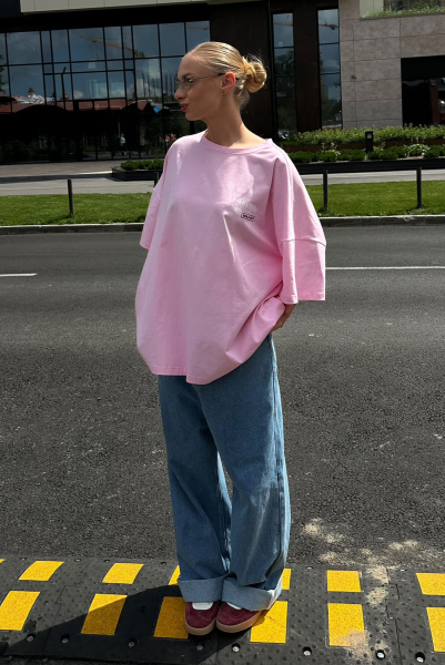 Футболка объемная с принтом SOLDOUT LIGHT PINK