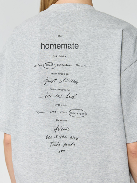 Футболка бойфренда HOMEMATE AROUND, цвет: серый меланж 219_113C01 |новая коллекция купить онлайн