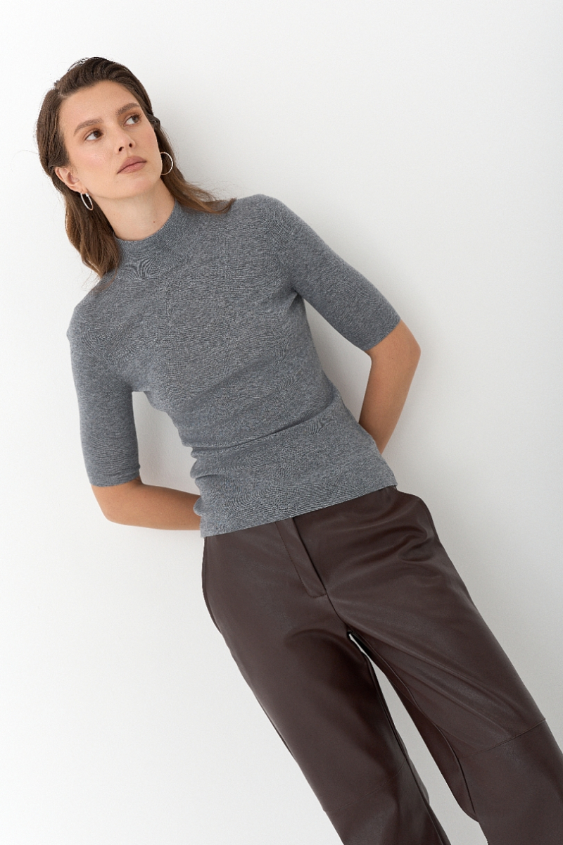 Брюки в расслабленном стиле из экокожи Ricoco, цвет: коричневый, 7007/1 купить онлайн