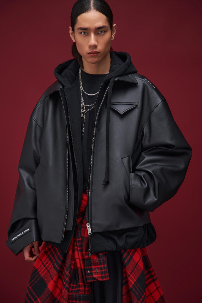 Oверсайз куртка из веган кожи p.p.s., цвет: Черный, 0500.10.02.BLK купить онлайн