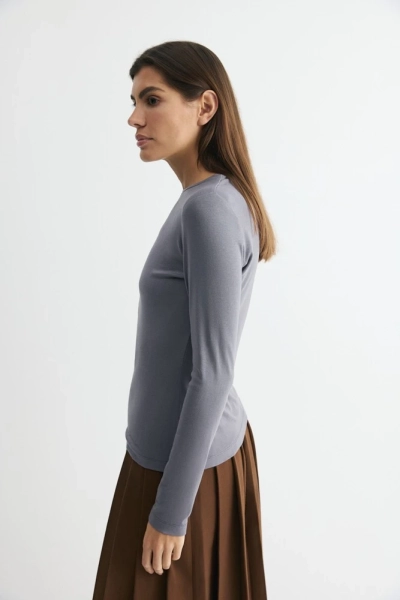 Лонгслив трикотажный из нежного хлопка Daisyknit, цвет: серый,  купить онлайн