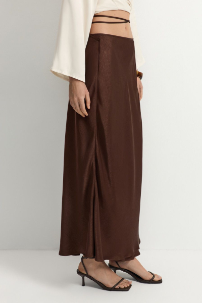 Атласная юбка с крэш-эффектом TOPTOP, цвет: коричневый TT.072.17655.700 |новая коллекция купить онлайн