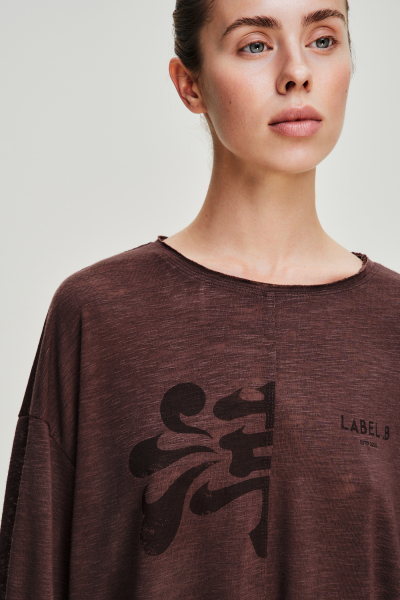 Лонгслив объемный тонкий Label .B, цвет: коричневый, Tp.03.66738BRN купить онлайн