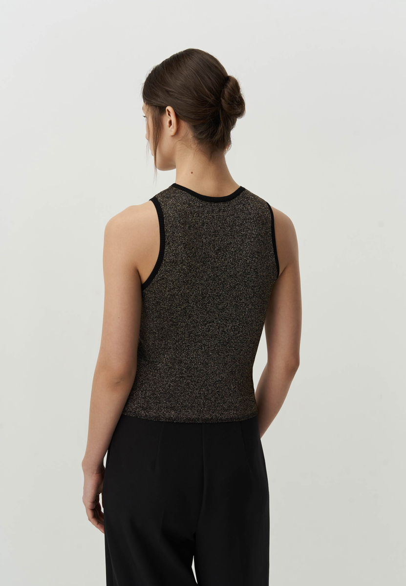 Топ из вискозы с металлизированной нитью Charmstore, цвет: Черный, 309-22073-880 купить онлайн