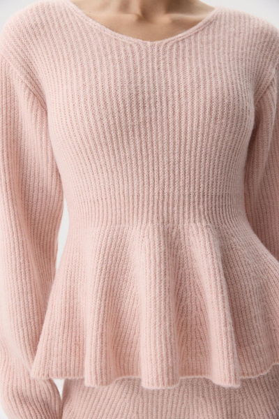 Джемпер вязаный с баской из шерсти-альпака Charmstore, цвет: розовый, 303-444108-221 купить онлайн