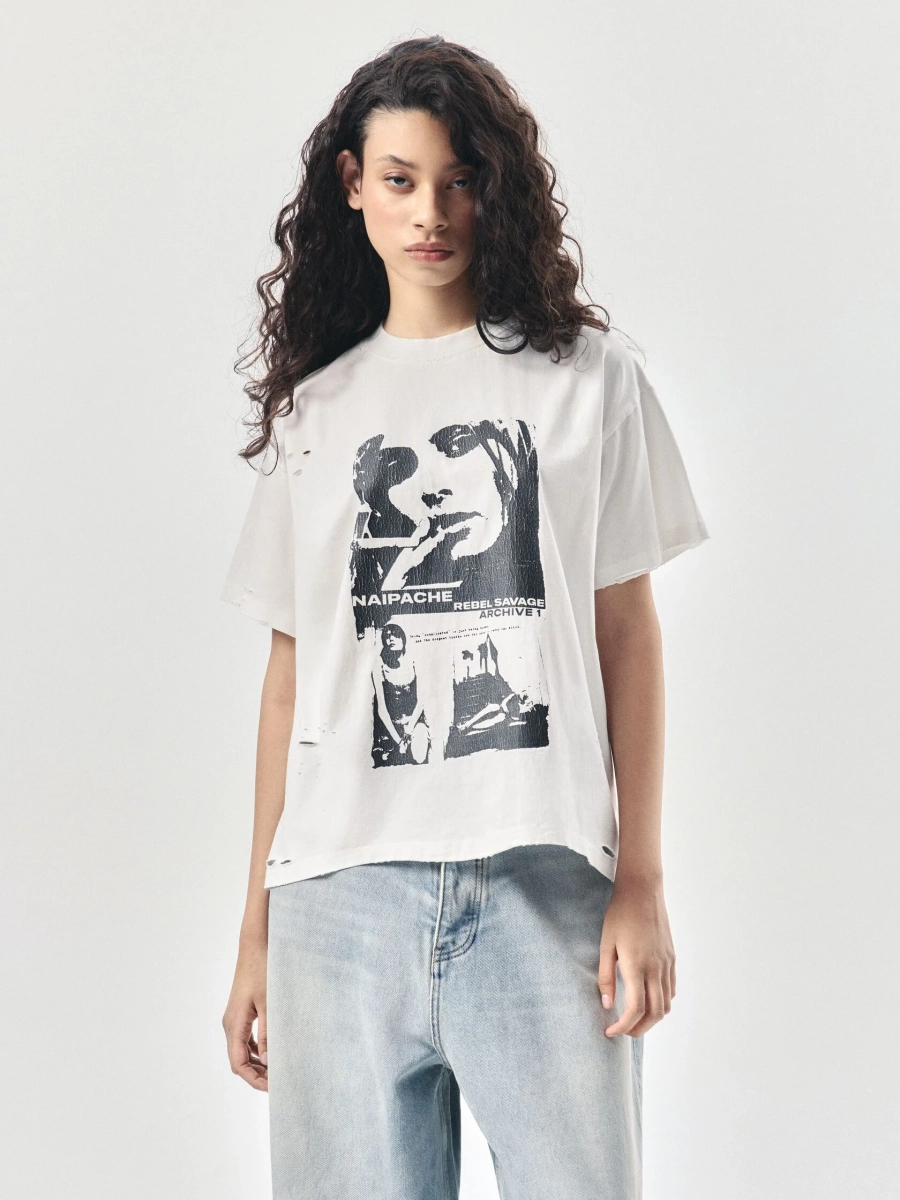 Футболка с принтом NAIPACHE, цвет: белый, 2611004000 купить онлайн