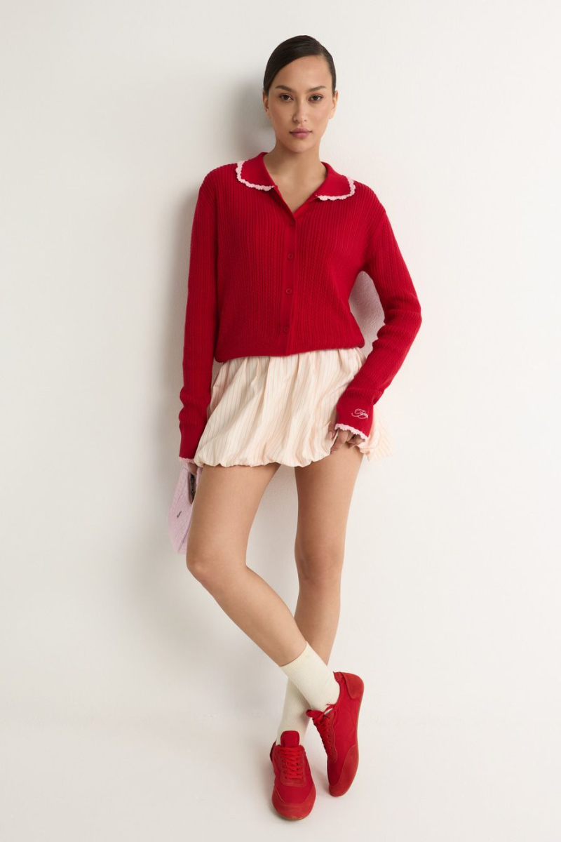 Кардиган из 100% хлопка TOPTOP, цвет: красный с принтом, TT.051.18987.321 купить онлайн