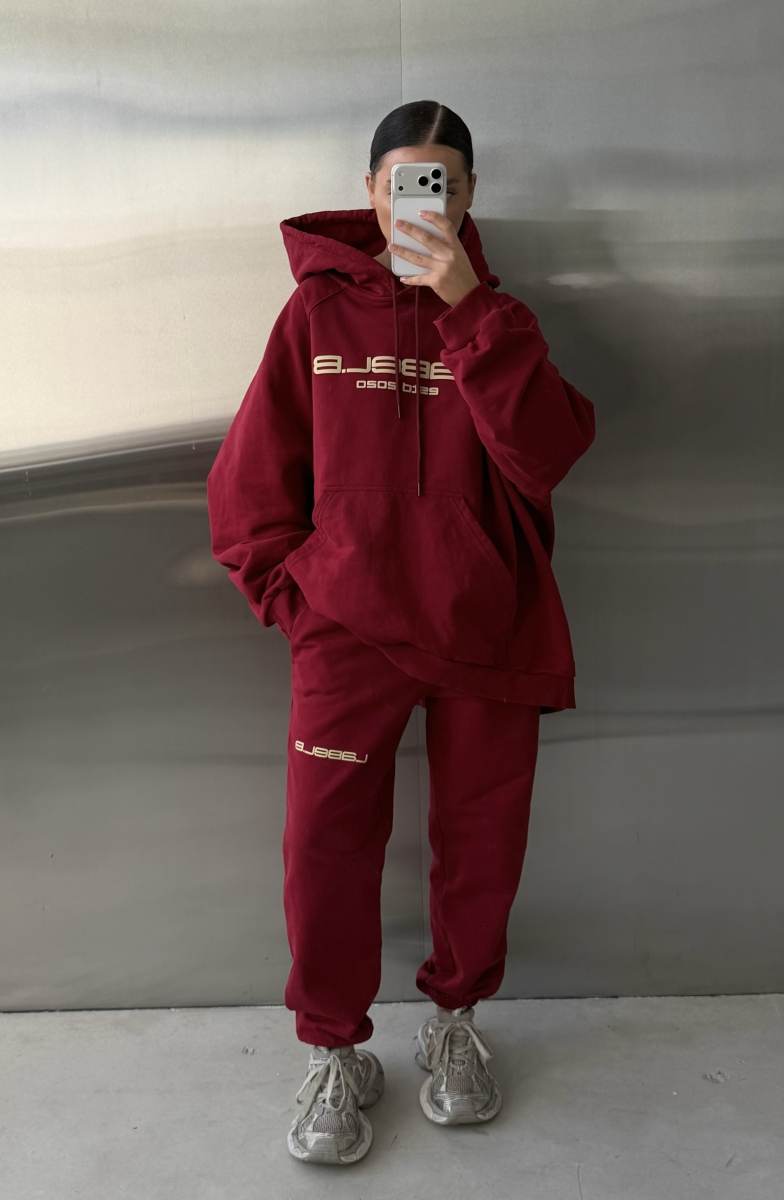 Худи овер-фит Label .B, цвет: темно-красный,  купить онлайн