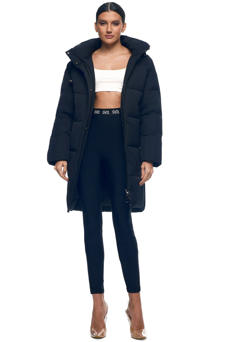 Пуховик удлинённый с капюшоном