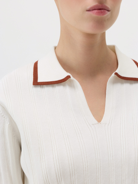 Пуловер в рубчик Conso, цвет: молочный/терракотовый, KPM 260733 - молочный/терракотовый купить онлайн