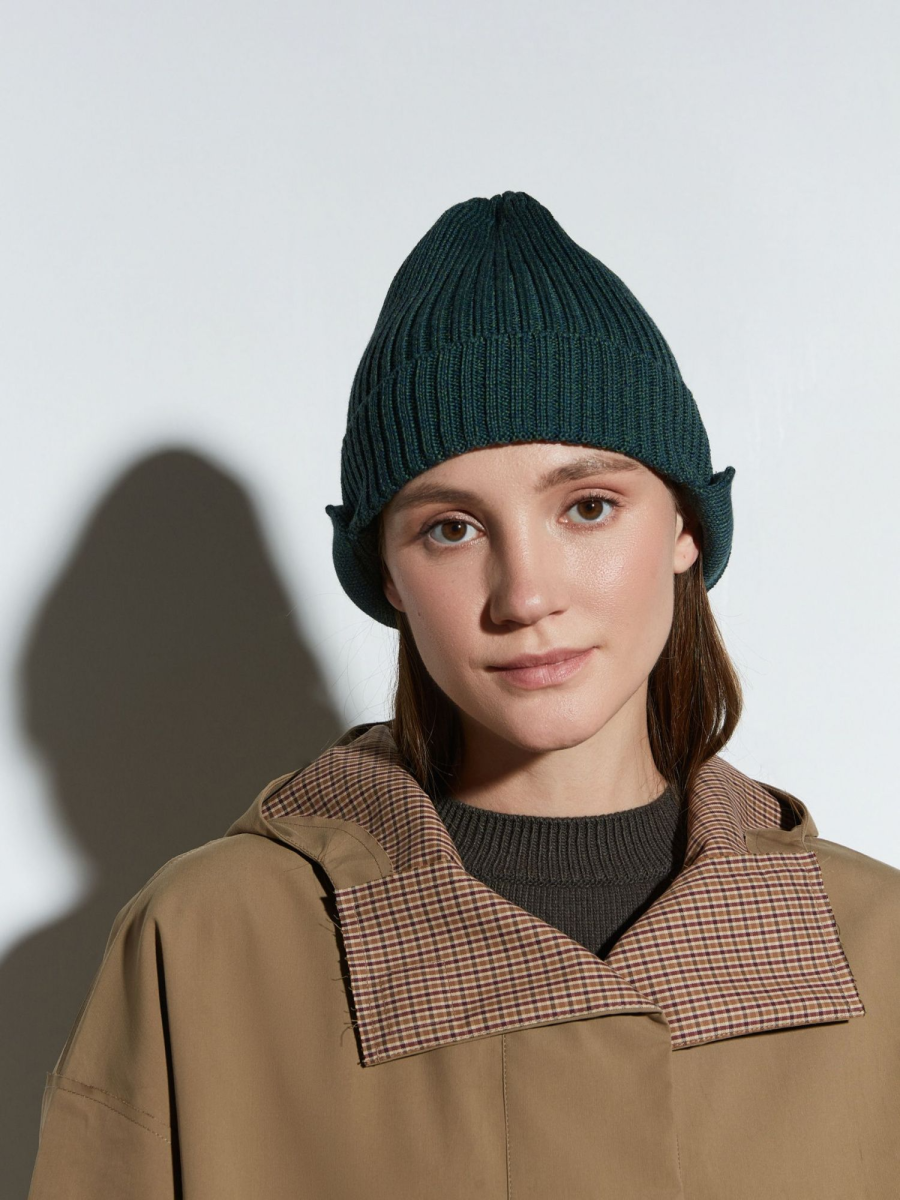 Шапка с ушками из мериноса AROUND, цвет: синий/зеленый меланж 111_13M093 купить онлайн