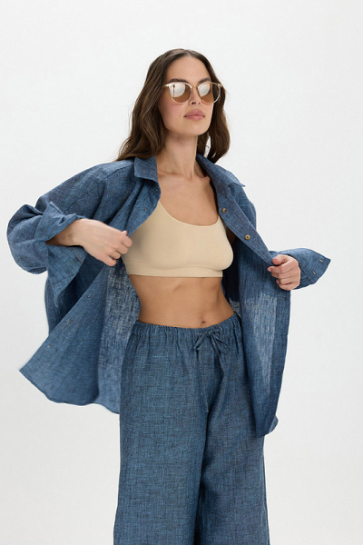 Рубашка лен ABDA, цвет: мажорель, 412609303522 купить онлайн