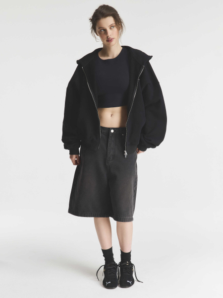 Зип-худи "Attitude matinale" Black Crop Fit