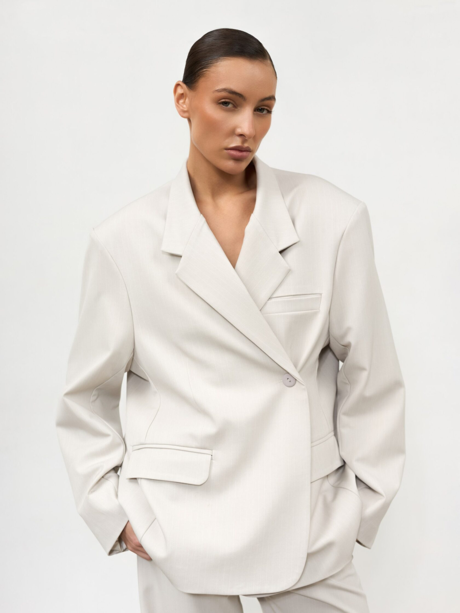 Классический пиджак в полоску ANOTHER SELECT, цвет: серый, 00092 купить онлайн