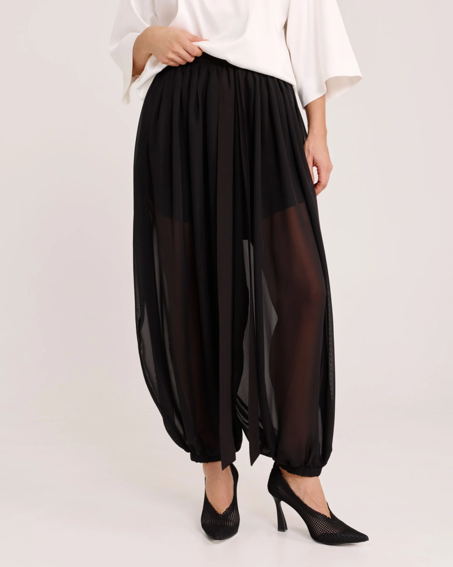 Брюки-шаровары из шифона BLACK