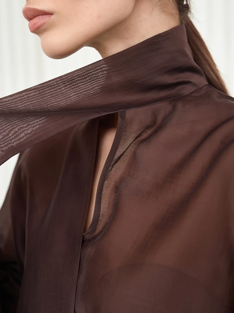 Блуза воздушная с бантом I.B.W., цвет: шоколад, BL031 купить онлайн